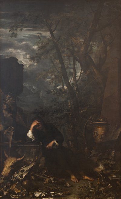 Demokrit i meditation av Salvator Rosa