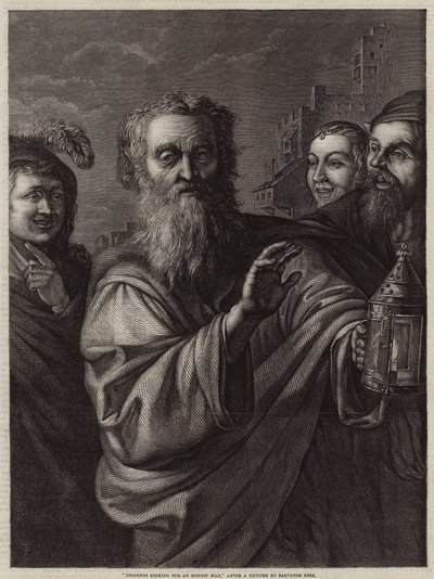 Diogenes söker en ärlig man av Salvator Rosa