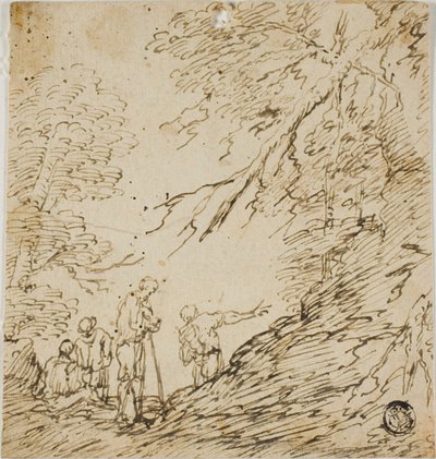 Fyra män i en skog av Salvator Rosa