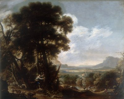 Hermina ristar namnet Tancredi på ett träd, verk av Salvatore Rosa, konserverat på Galleria Estense i Modena av Salvator Rosa