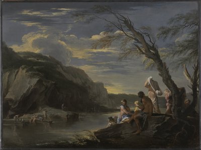 Landskap med badande, c.1660 av Salvator Rosa