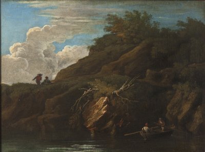 Landskap med vatten av Salvator Rosa
