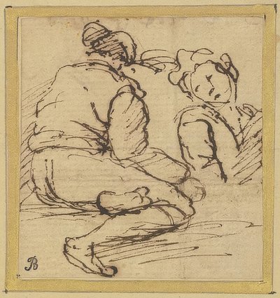 Sittande man och halvfigur av Salvator Rosa