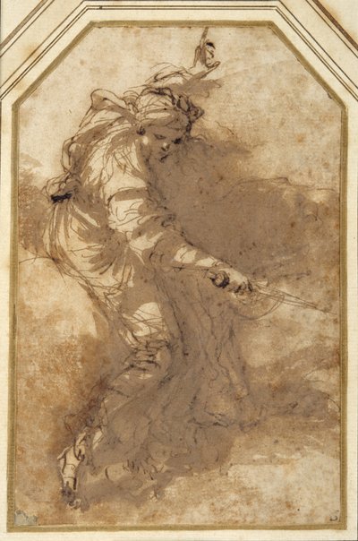 Studera för en "Allegory of Justice" (bläck med tvätt på papper) av Salvator Rosa