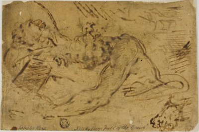 Två grapplingfigurer av Salvator Rosa