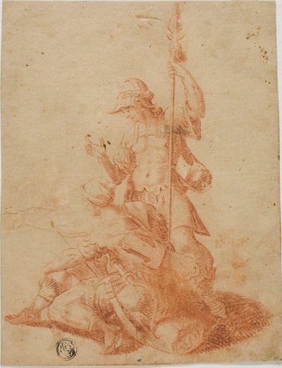 Två manliga krigare av Salvator Rosa