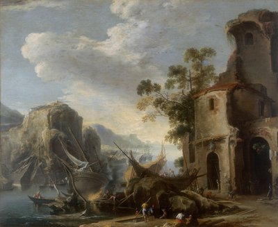 Utsikt över en vik, verk av Salvatore Rosa, konserverad på Galleria Estense i Modena av Salvator Rosa