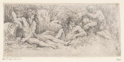 Fem flodgudar med urnor Tritons and River Gods (serietitel) av Salvator Rosa
