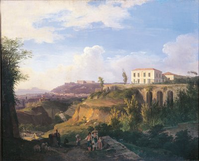 Italien, Neapel, utsikt över Villa Ruffo-hemgården i Capodimonte av Salvatore Fergola