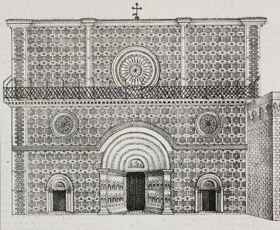 Fasad av basilikan Santa Maria di Collemaggio, L