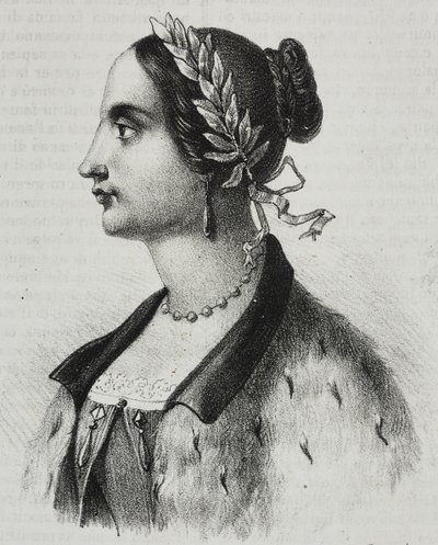 Porträtt av Laura Bassi Veratti (1711-1778), italiensk fysiker och akademiker, litografi av Salvatore Puglia från Poliorama Pittoresco, nr 4, 4 september av Salvatore Puglia