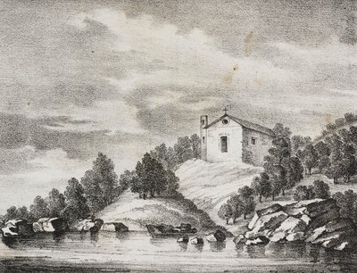 Sanctuary of Peschici, Apulien, Italien, litografi av Salvatore Puglia från Poliorama Pittoresco, n 51, 27 juli av Salvatore Puglia