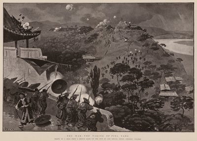 Kriget, intagandet av Ping Yang (litografi) av Samuel (after) Begg