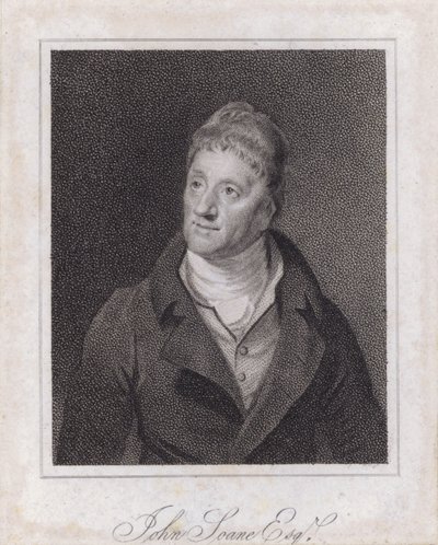 Sir John Soane, engelsk arkitekt och samlare (gravyr) av Samuel (after) Drummond