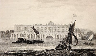 Vy över Somerset House från Themsen, graverad av W.B. Cooke (1778-1855) 1814 (gravyr) av Samuel (after) Owen