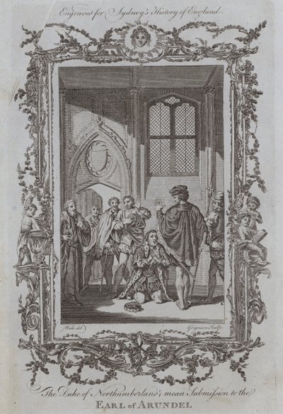 Hertigen av Northumberlands elaka underkastelse till jarlen av Arundel (gravyr) av Samuel (after) Wale