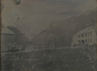 Utan titel hus och lada, 1841. av Samuel Bemis