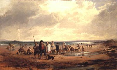 Barn som leker på en strand av Samuel Bough