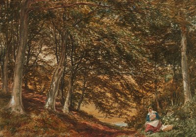 Picknick i skogen (akvarell) av Samuel Bough