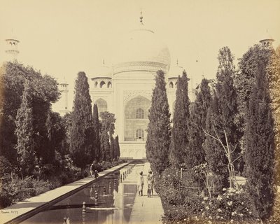 Agra; Taj, sedd från fontänen av Samuel Bourne