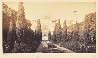 Agra; Taj sett från fontänen av Samuel Bourne