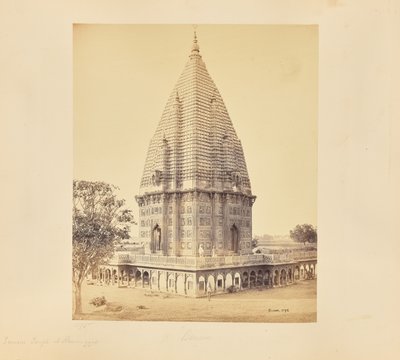 Benares; Sumeree-templet i Ramnuggur, närmare vy av Samuel Bourne