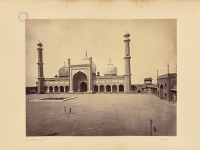 Delhi; Jumma Musjid, moskén och den fyrkantiga gården av Samuel Bourne