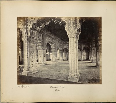 Delhi; palatset, interiör av Diwan-i-Khas av Samuel Bourne