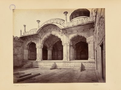 Delhi; palatset, Moti Masjid (Pärlmoskén) av Samuel Bourne
