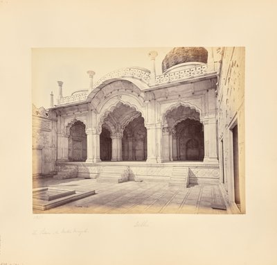Delhi; palatset, Moti Masjid (Pärlmoskén) av Samuel Bourne