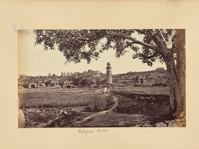 Fatehpur Sikri; översikt över ruinerna (västra sidan), från kullens fot av Samuel Bourne