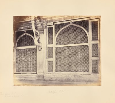 Fatehpur Sikri; två marmorskärmar i Sheikh Selim Chishtis grav av Samuel Bourne