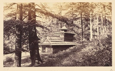 Simla; Tempel nära vattenfall av Samuel Bourne
