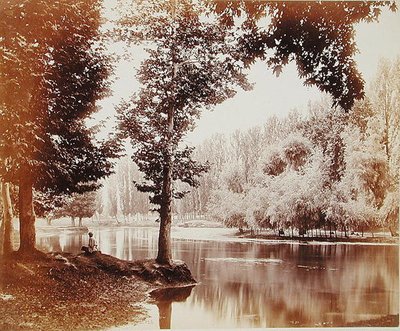 Utsikt över Dhul-kanalen, Kashmir, ca 1865 (sepiafoto) av Samuel Bourne