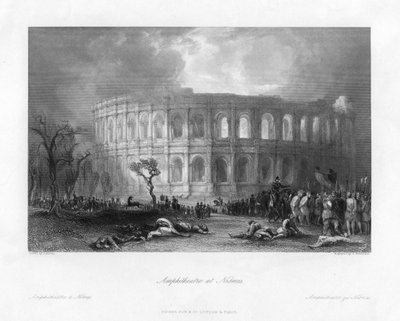 Amfiteatern i Nismes, Frankrike, 1800-talet av Samuel Bradshaw