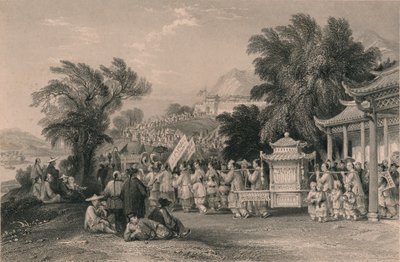 Bröllopsprocession vid Blue-cloud Creek, Chin-keang-foo, c1843-1858. av Samuel Bradshaw