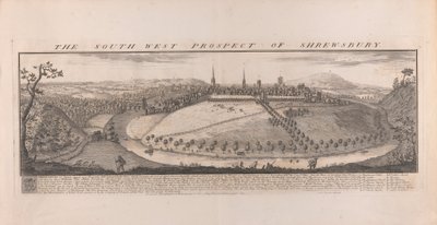 South West Prospect of Shrewsbury, Shropshire av Samuel Buck