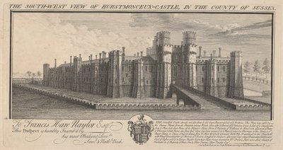 Den sydvästra utsikten över slottet Herstmonceux i grevskapet Sussex av Samuel Buck