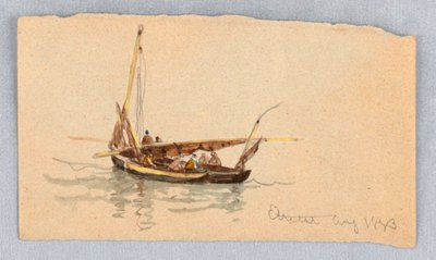 Båtar vid Étretat av Samuel Colman