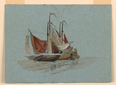 Teckning, Skisser. Fiskarnas segelbåtar, 1872 av Samuel Colman