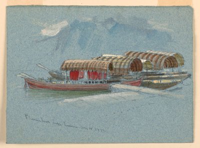 Teckning, Skisser. Nöjesbåtar, Lucernesjön, Schweiz, 10 juli 1872 av Samuel Colman