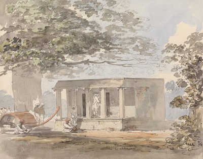 En europeisk gentleman går in i en bungalow i Indien av Samuel Davis