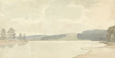 Flodscen med ett lanthus på avstånd av Samuel Davis