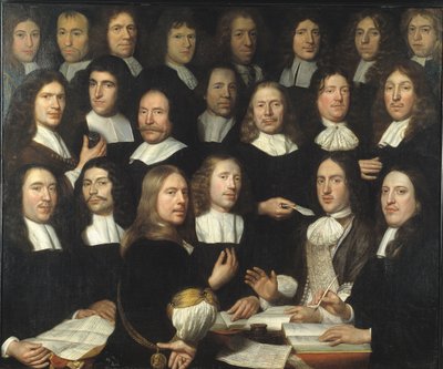Gruppporträtt av myntmästarna i Dordrecht av Samuel van Hoogstraten