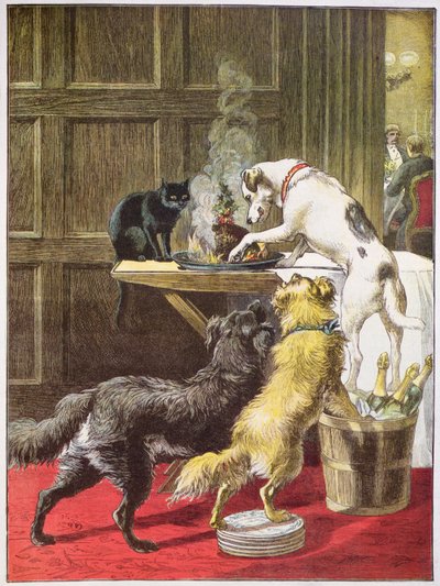 Juldagen: De oinbjudna (färggravyr) av Samuel Edmund (after) Waller