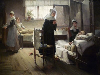 Evangeline upptäcker sin vän på sjukhuset av Samuel G. Richards