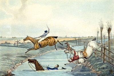 Second Mile, från Steeplechasing, graverad av Charles Hunt (1929-1900) (färg litho) av Samuel Henry (after) Alken