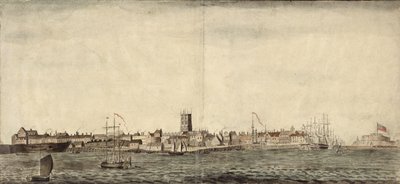 Sydostlig vy över Kingston upon Hull (penna, bläck och lavering på papper) av Samuel Heywood