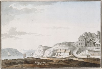 Aust Passage, Gloucestershire (akvarell  bodycolour på papper) av Samuel Hieronymous Grimm