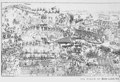 Belägringen av Boulogne av kung Henrik VIII (1491-1547) 1544, graverad av James Basire, 1788 (se även 106603) av Samuel Hieronymous Grimm